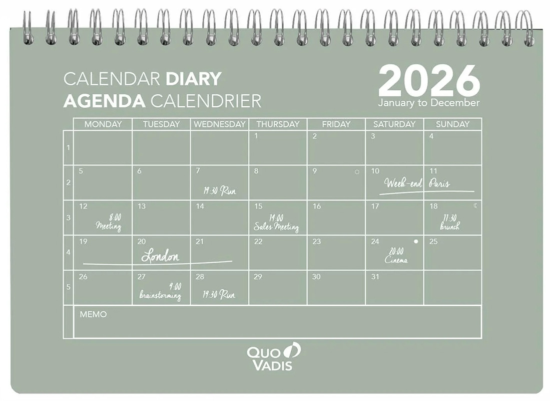 Quo Vadis Calendar Diary Oslo 2026